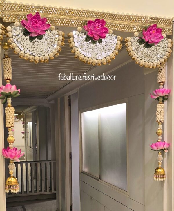 Handcrafted Mirror Lotus Toran